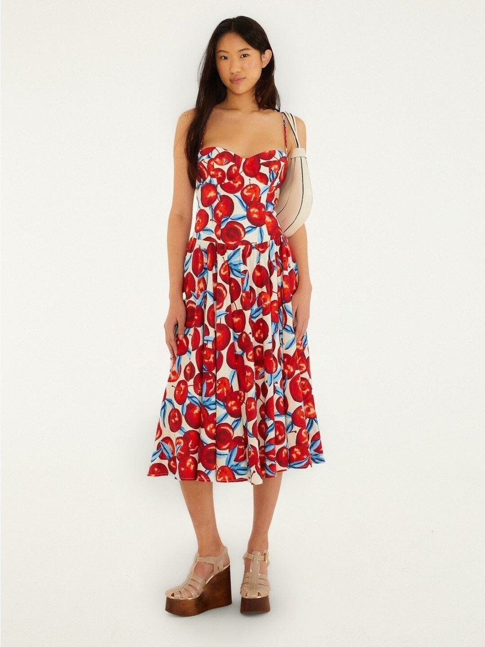 Farm Rio Cherry Blossom Sleeveless Midi Dress